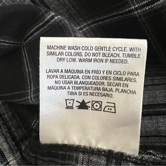 Roebuck & Co plaid Western shirt men’s black grey white blue snap button… - Picture 6 of 11